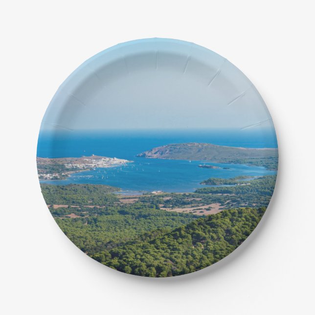 Aerial view on Menorca from summit of Monte Toro Paper Plate (Front)