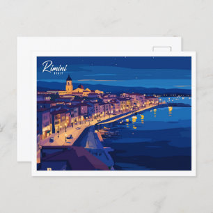 Aerial View Rimini Italy Illustration Travel Postcard