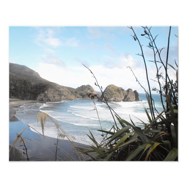 Aerial View to South Piha Beach New Zealand Photo Print (Front)