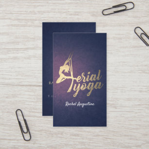 Aerial Yoga Instructor Pilates Fitness Purple Gold Business Card