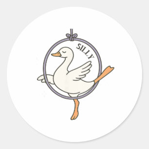 Aerialist Aerial Hoop Silk Silly Goose Funny Circu Classic Round Sticker