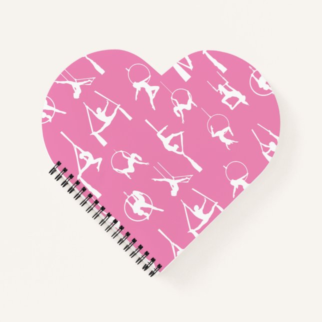 Aerialist Aerial Silks Lyra silhouettes pink Notebook (Front)