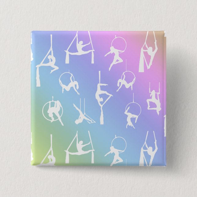 Aerialist Aerial Silks Lyra silhouettes rainbow 15 Cm Square Badge (Front)