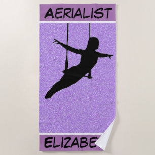 Aerialist Purple Glitter Beach Towel