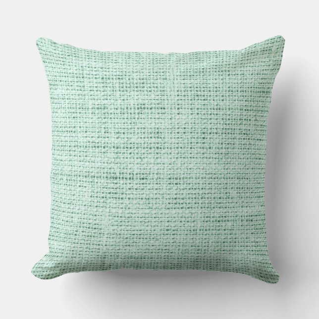 Aero blue burlap linen background cushion (Front)