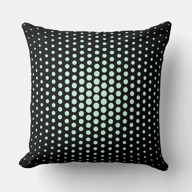 Aero Blue Techno Dots Modern Black Cushion (Front)