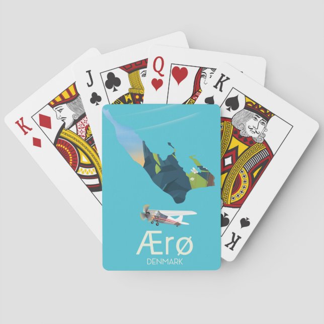 Ærø, Denmark Map travel poster Playing Cards (Back)