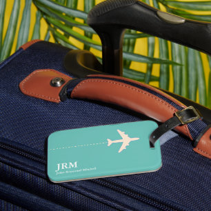 Aero Personalised Light Teal Blue Travel Luggage Tag
