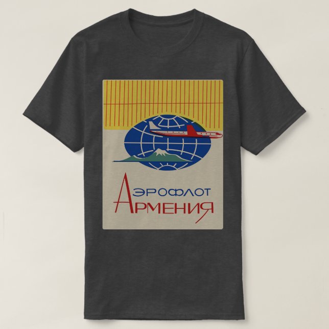 Aeroflot Armenia Ad with Ararat in Russian T-Shirt (Design Front)