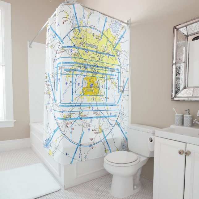Aeronautical Chart Shower Curtain (In Situ)