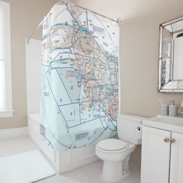 Aeronautical Chart Shower Curtain (In Situ)