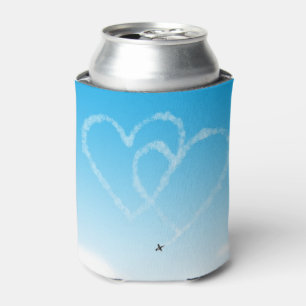 aeroplane 2 hearts in blue sky can cooler