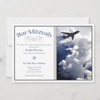 Aeroplane Above the Clouds Bar Mitzvah Invitations