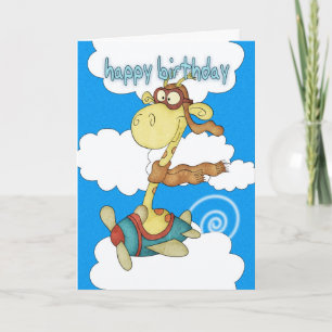 Aeroplane / Aeroplane Giraffe Birthday Card -