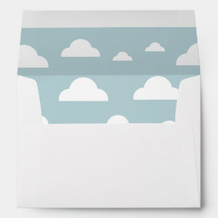Aeroplane and Clouds Birthday Party Return Address Envelope
