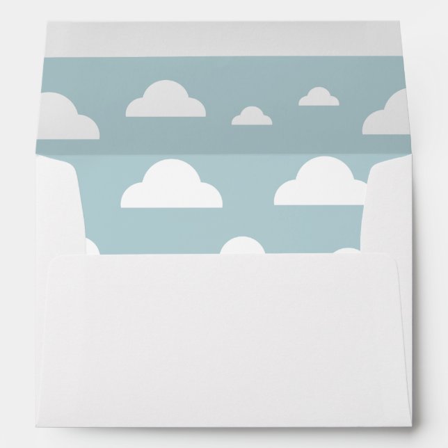 Aeroplane and Clouds Birthday Party Return Address Envelope (Back (Bottom))