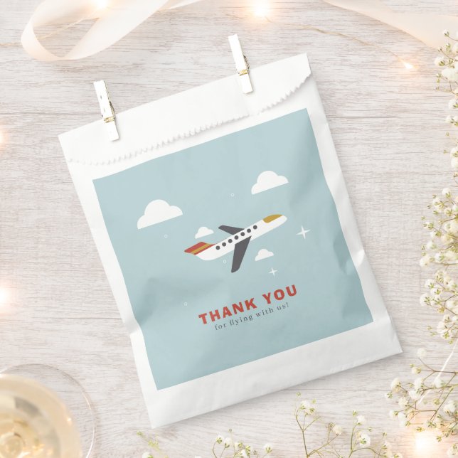 Aeroplane and Clouds Kids Birthday Thank You Favour Bags (Clipped)