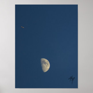 Aeroplane and moon poster