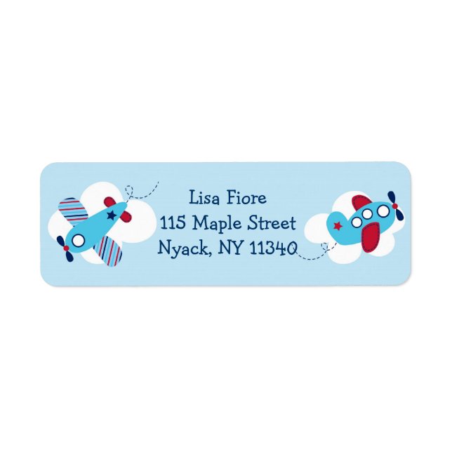 Aeroplane Aviator Baby Boy Address Labels (Front)