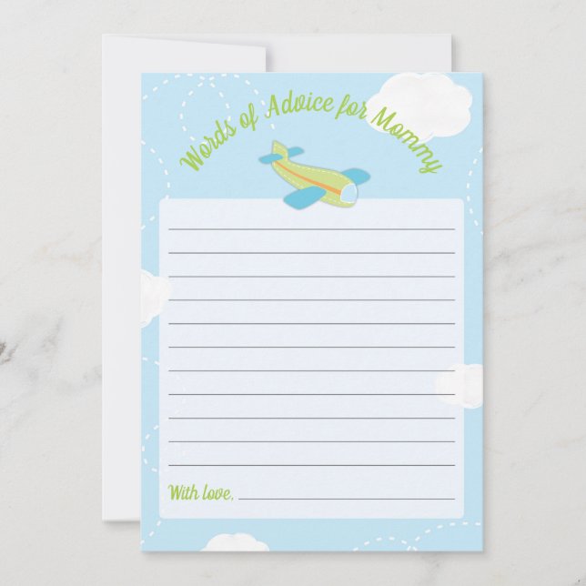Aeroplane Baby Shower Advice for Mummy Invitation (Front)