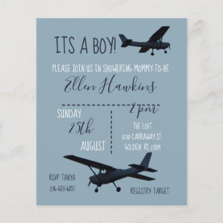 Aeroplane Baby Shower Budget Invitation Flyer