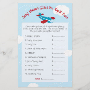Aeroplane Baby Shower Guess Right Price
