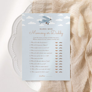 Aeroplane Baby Shower Guess Who Mummy or Daddy Gam Invitation