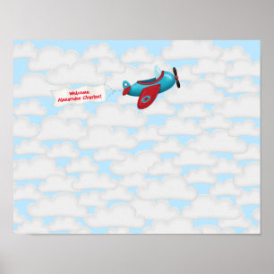 Aeroplane Baby Shower Guest Book Poster