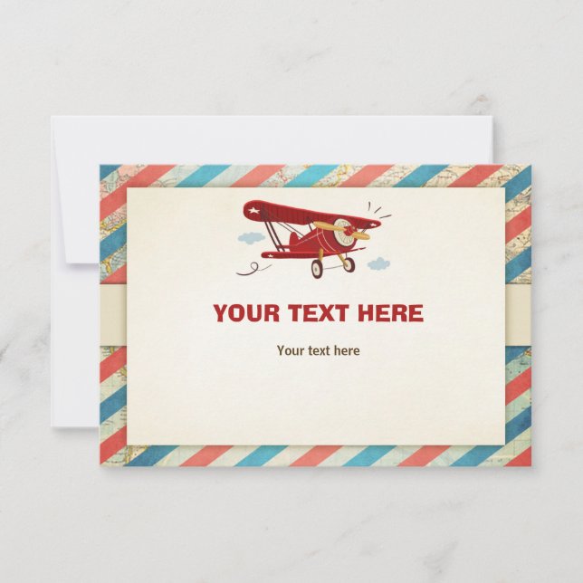 Aeroplane Baby Shower insert card Adventure Travel (Front)