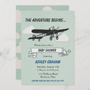 Aeroplane Baby Shower Invitation