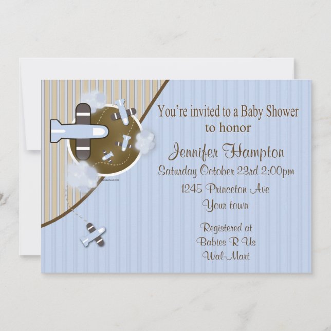Aeroplane Baby Shower Invitation (Front)