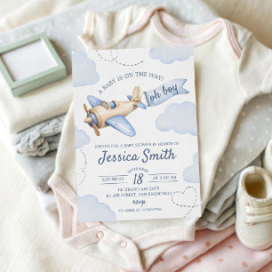 Aeroplane Baby Shower Invitation Oh Boy