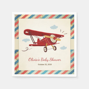 Aeroplane Baby Shower Napkin Adventure Travel
