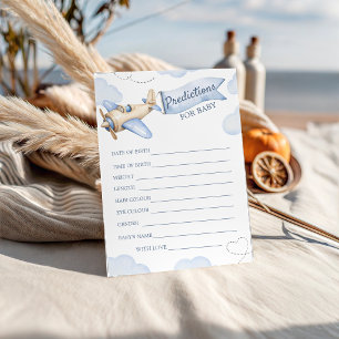 Aeroplane Baby Shower Predictions Game Card