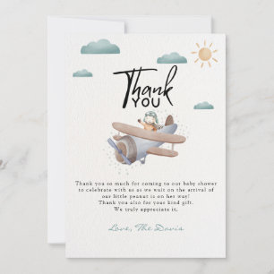 Aeroplane Baby Shower Thank You Card
