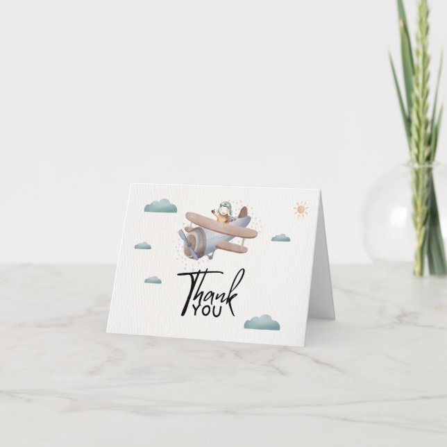 Aeroplane Baby Shower Thank You Card (Front)