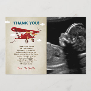 Aeroplane Baby Shower Thank You Card Adventure