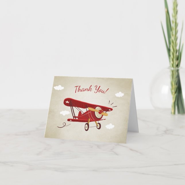 Aeroplane Baby shower Thank you card Adventure (Front)
