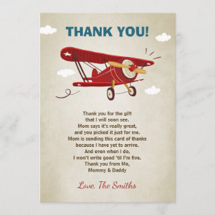 Aeroplane Baby Shower Thank You Card Adventure