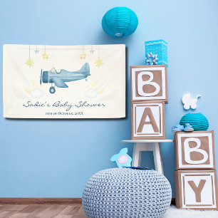 Aeroplane Baby Shower Whimsical Boy Baby Welcome Banner