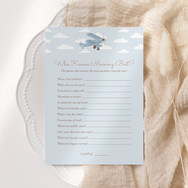 Aeroplane Baby Shower Who Knows Mummy Best Game Invitation (Creator Uploaded)