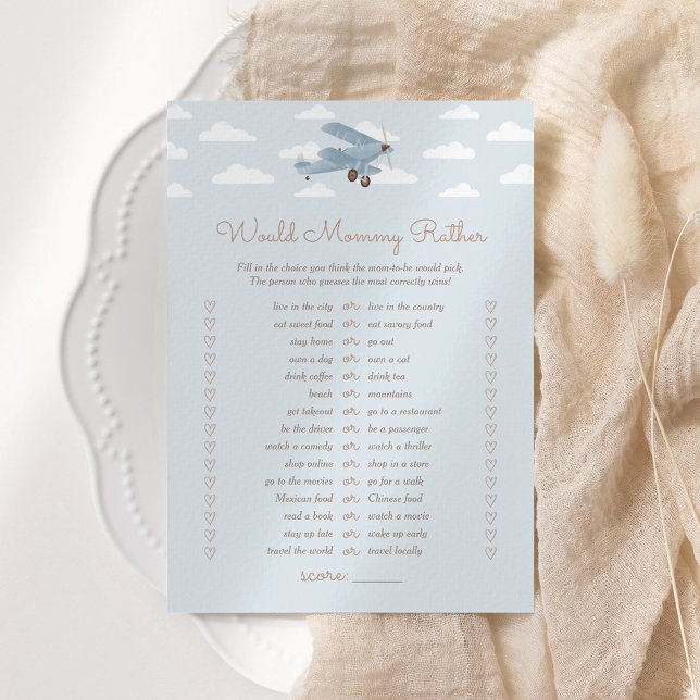 Aeroplane Baby Shower Would Mummy Rather Game Invitation (Creator Uploaded)
