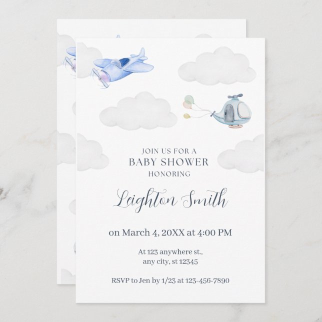 Aeroplane Babyshower Invitation (Front/Back)