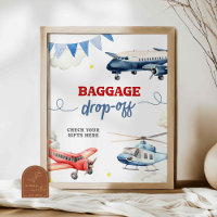Aeroplane Baggage Drop Off Custom Sign Poster