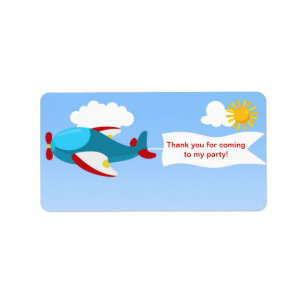 Aeroplane Banner Boy Favour Tag Label