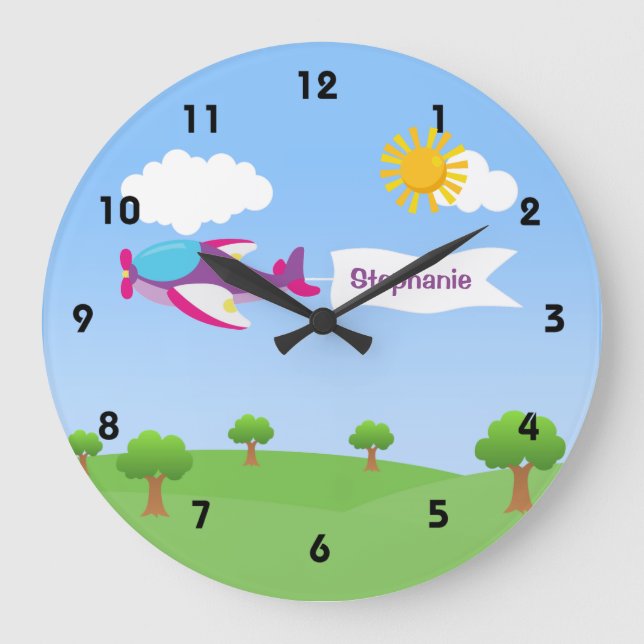 Aeroplane Banner Girl Wall Clocks (Front)