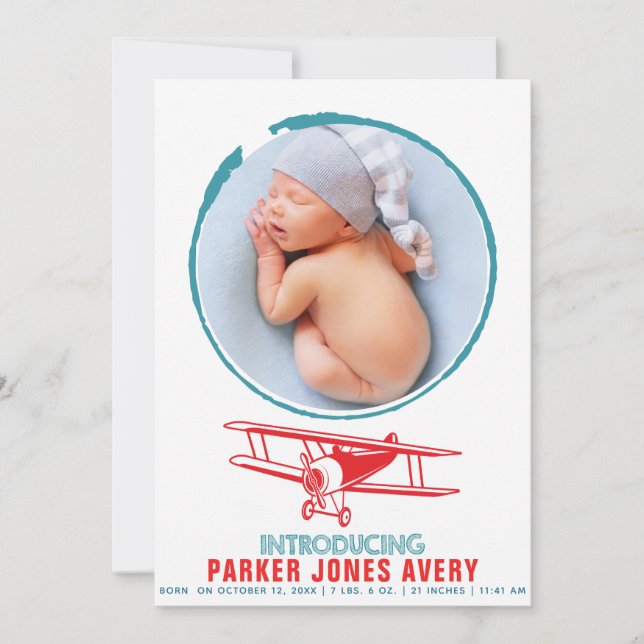 Aeroplane Birth Announcement (Front)