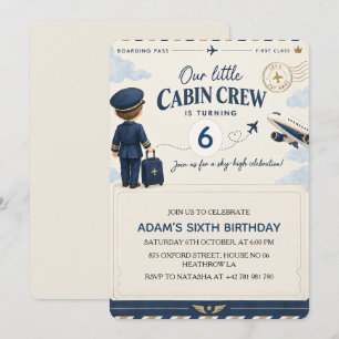 Aeroplane Birthday Cabin Crew Birthday Invitation