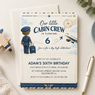 Aeroplane Birthday Cabin Crew Birthday Invitation