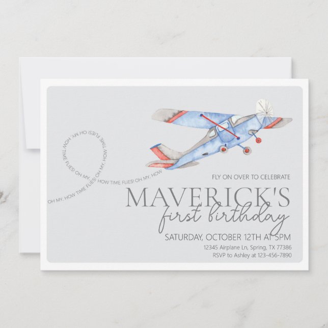 Aeroplane Birthday Invitation (Front)